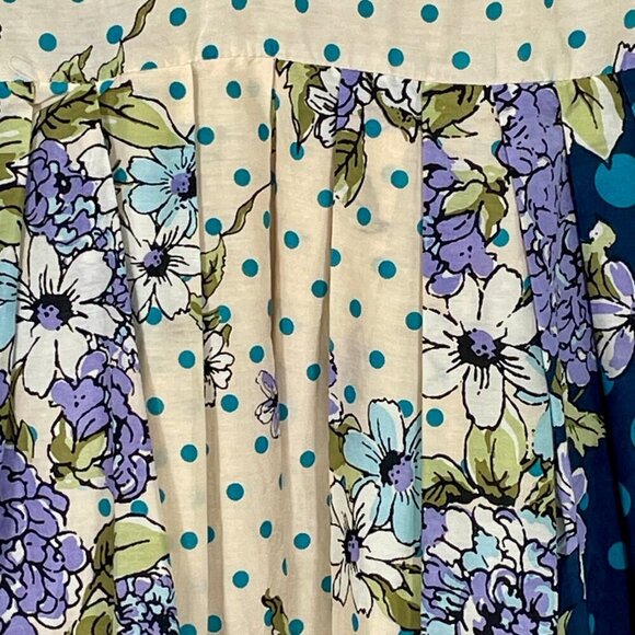 Vanitas of California Vintage Silk Blue Floral Party Dress Pin Up Retro 50s M - Picture 10 of 11